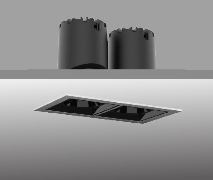 [LV-INT-SDL092] Double Square Downlight, 9W*2 (Recessed, Lighting Control type On/Off, CCT 3000K, Beam Angle 15°, IP20, None)